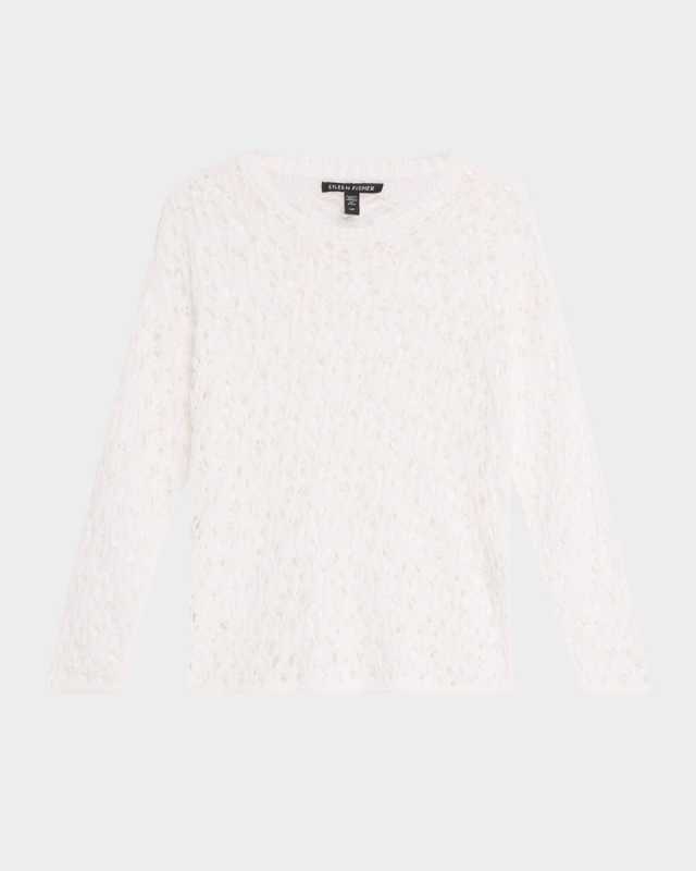 Crewneck Open-Knit Organic Cotton Sweater
